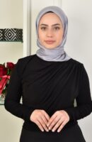 Janjan Square Silk Scarf-Silver