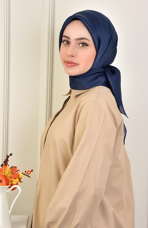 Janjan Square Silk Scarf-Blue