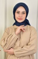 Janjan Square Silk Scarf-Blue