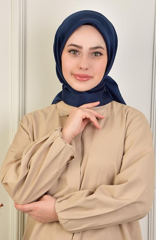 Janjan Square Silk Scarf-Blue