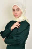 Janjan Square Silk Scarf-Cream