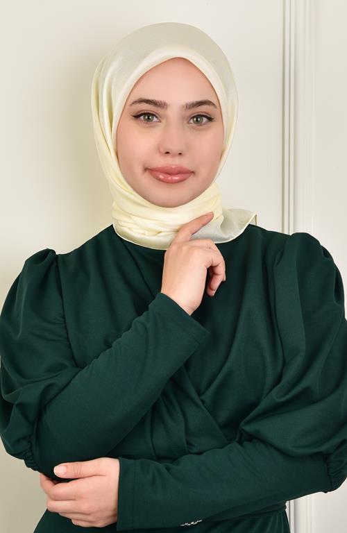 Janjan Square Silk Scarf-Cream