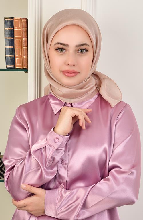 Janjan Square Silk Scarf-Biscuit Beige