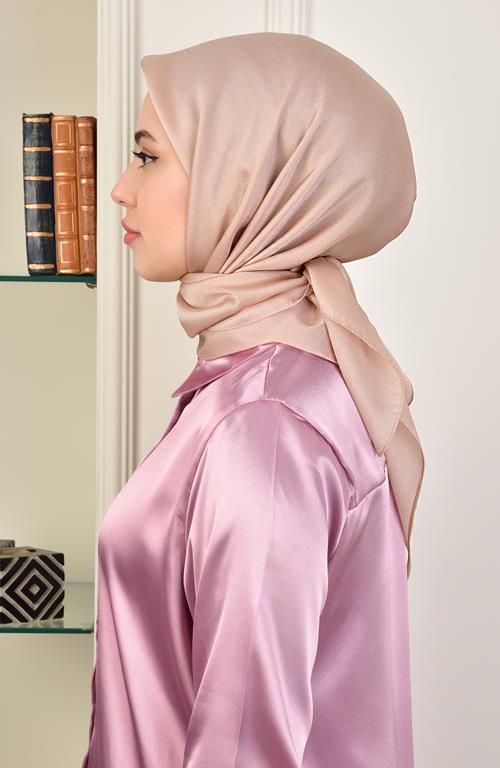 Janjan Square Silk Scarf-Biscuit Beige