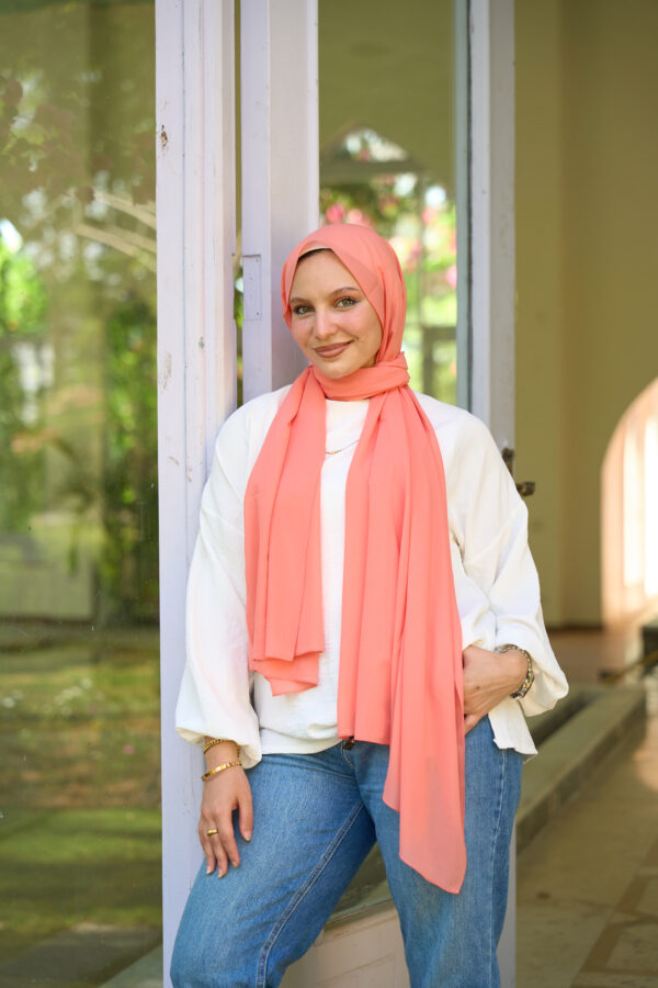 Natural Chiffon scarf-Salmon