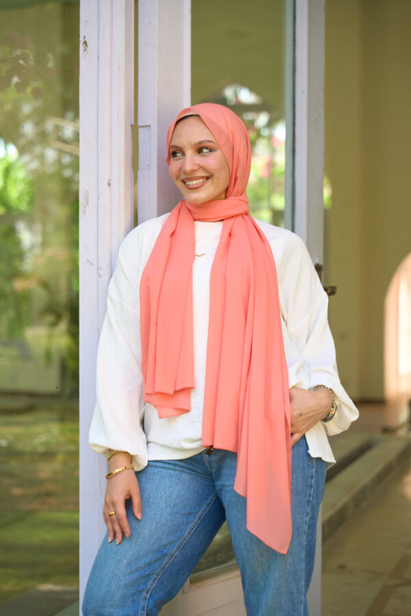 Natural Chiffon scarf-Salmon