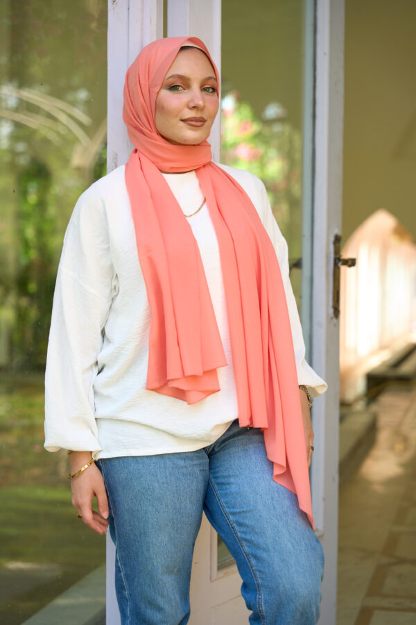 Natural Chiffon scarf-Salmon