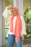 Natural Chiffon scarf-Salmon