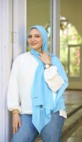 Natural Chiffon scarf-Baby Blue