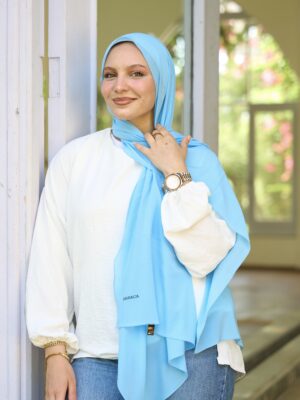 Natural Chiffon scarf-Baby Blue