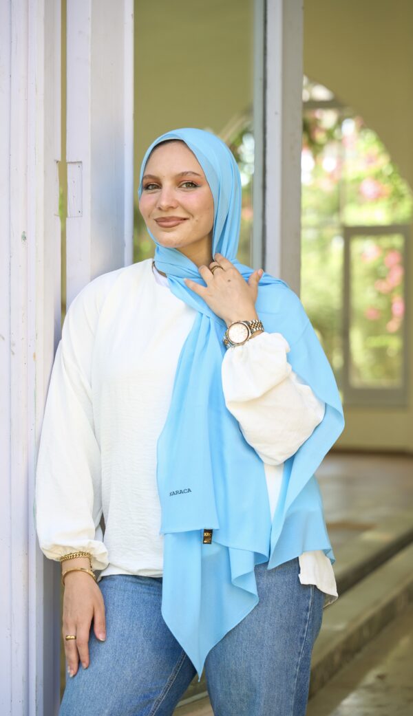 Natural Chiffon scarf-Baby Blue