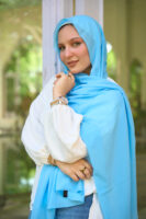 Natural Chiffon scarf-Baby Blue