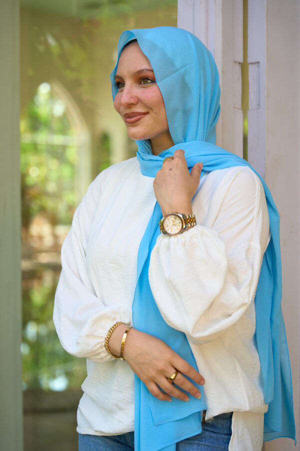 Natural Chiffon scarf-Baby Blue