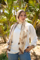 Elegant Marble Iranian Silk Scarf-Brown
