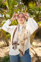 Elegant Marble Iranian Silk Scarf-Brown