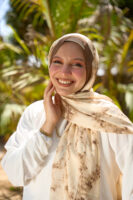 Elegant Marble Iranian Silk Scarf-Brown
