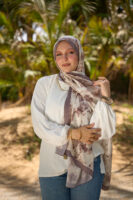 Elegant Marble Iranian Silk Scarf-Coffee