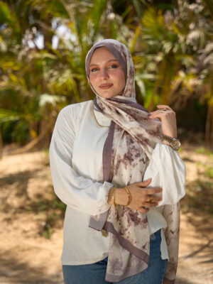 Elegant Marble Iranian Silk Scarf-Coffee