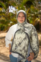 Elegant Marble Iranian Silk Scarf-Olive