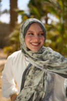 Elegant Marble Iranian Silk Scarf-Olive