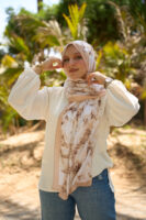 Elegant Marble Iranian Silk Scarf-Beige
