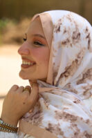 Elegant Marble Iranian Silk Scarf-Beige