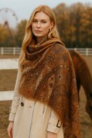 Luxurious Soft Turkish Cashmere Flory Shawl- Beige