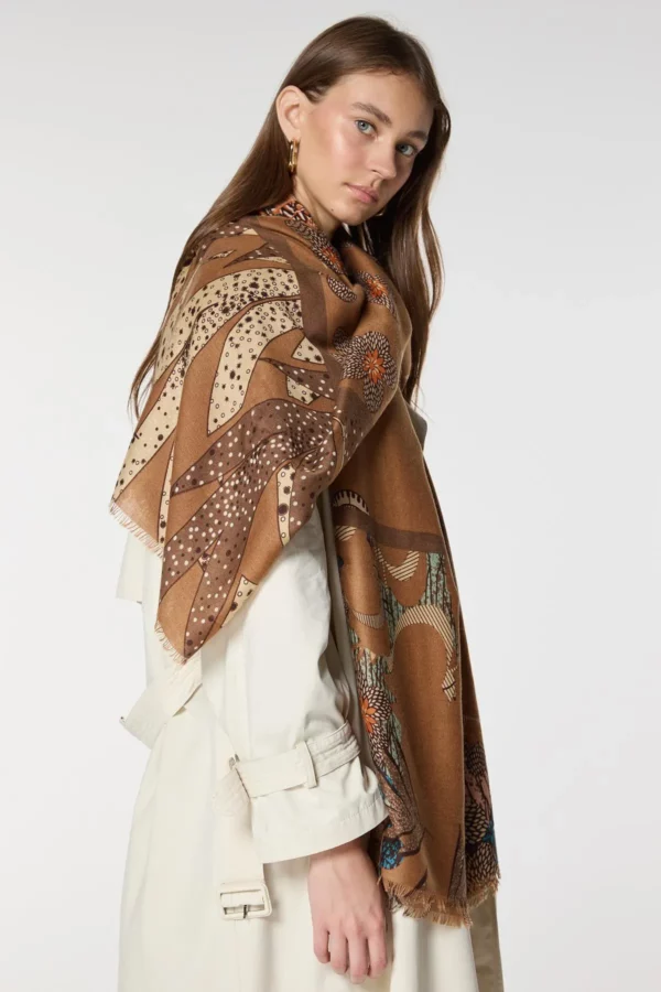Luxurious Soft Turkish Cashmere Flory Shawl- Beige
