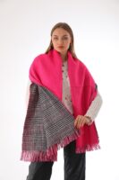Double Sided Soft Wool Shawl-Hot pink