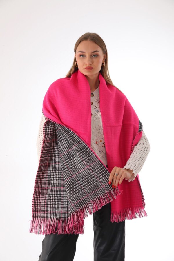 Double Sided Soft Wool Shawl-Hot pink