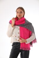 Double Sided Soft Wool Shawl-Hot pink