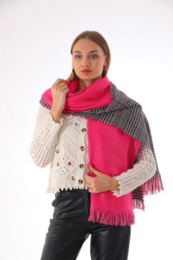 Double Sided Soft Wool Shawl-Hot pink