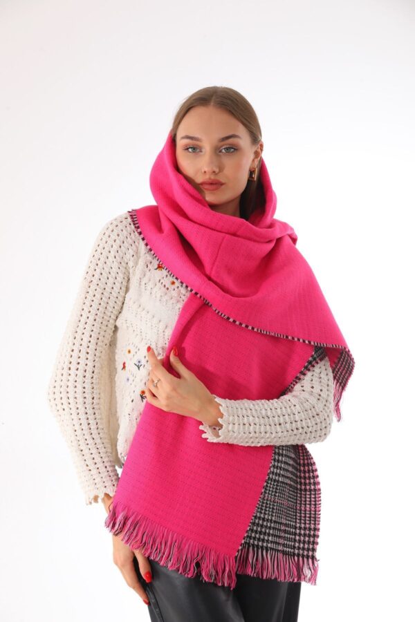 Double Sided Soft Wool Shawl-Hot pink