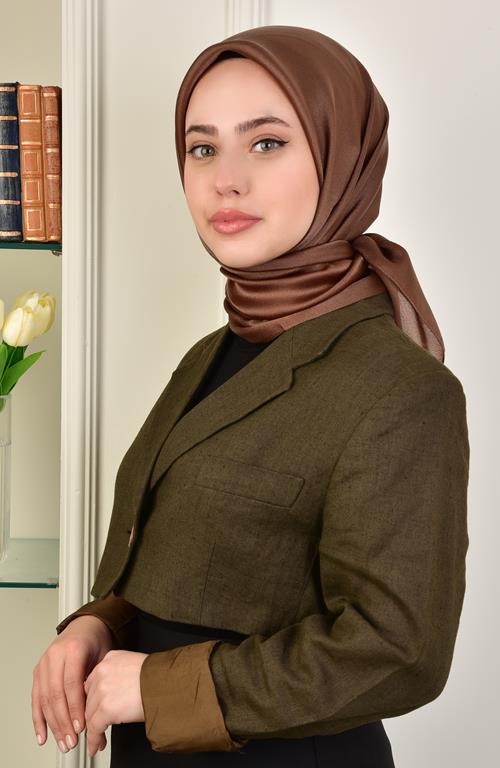 Janjan Square Silk Scarf-Chocolate