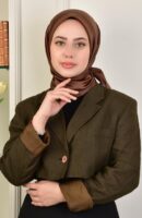 Janjan Square Silk Scarf-Chocolate