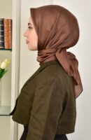 Janjan Square Silk Scarf-Chocolate