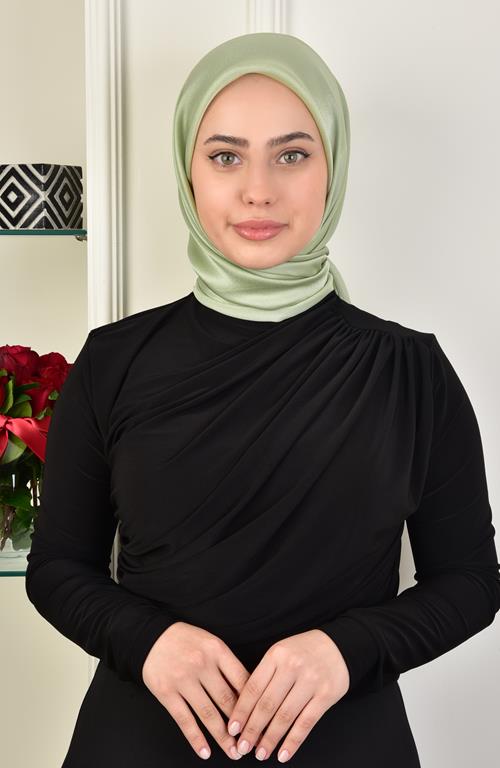 Janjan Square Silk Scarf-Pistachio
