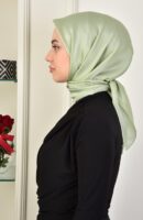 Janjan Square Silk Scarf-Pistachio