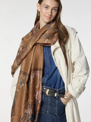 Luxurious Soft Turkish Cashmere Flory Shawl- Beige