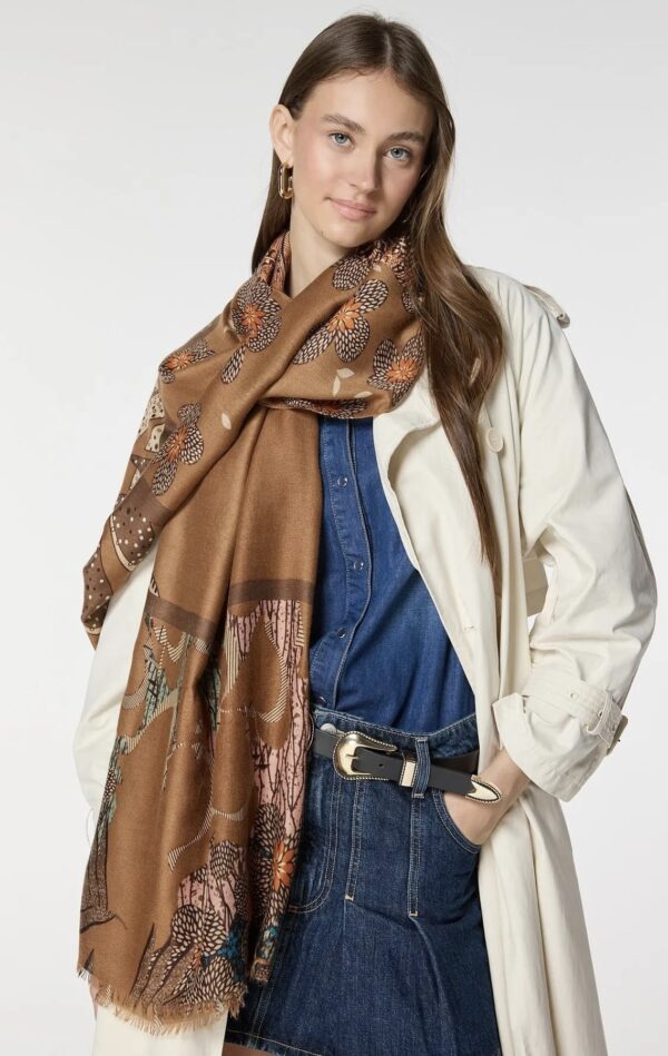Luxurious Soft Turkish Cashmere Flory Shawl- Beige