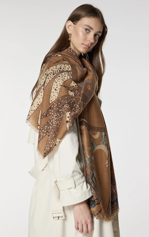 Luxurious Soft Turkish Cashmere Flory Shawl- Beige