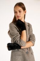 Furry Wool Cut Gloves-Black