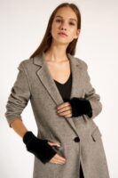 Furry Wool Cut Gloves-Black