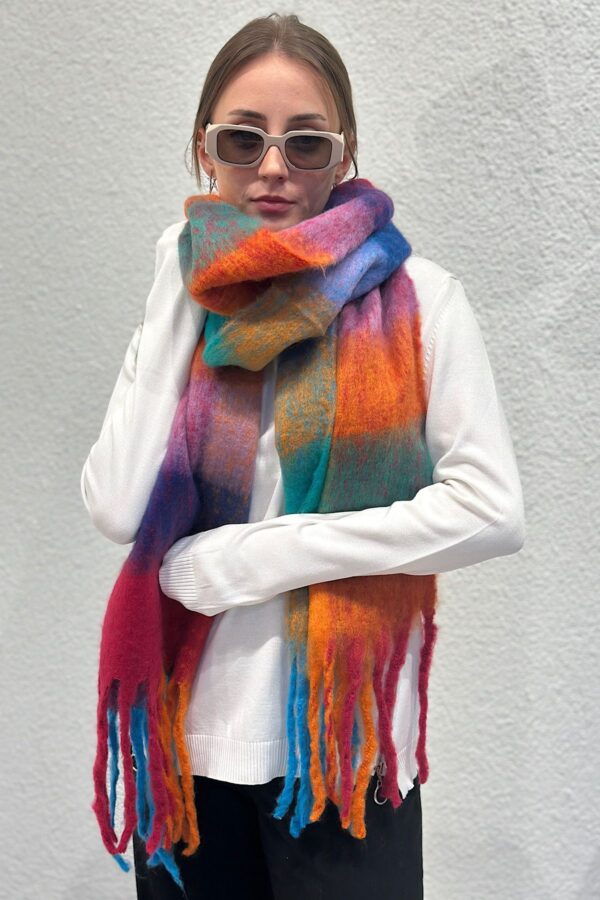 Colourful Thick Puff Shawl