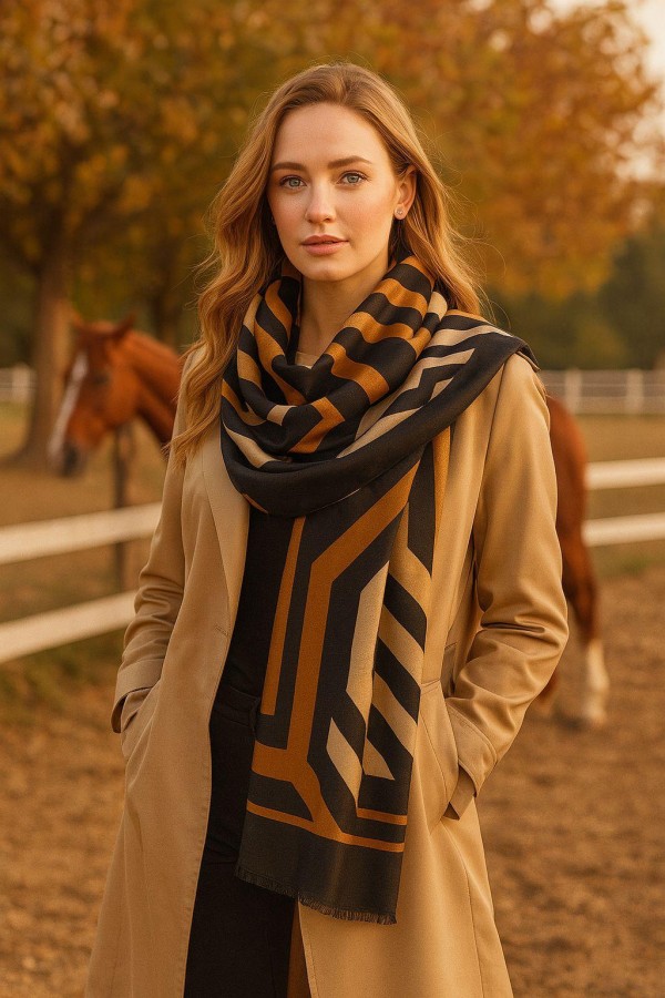 Luxurious Soft Turkish Cashmere Striped Shawl