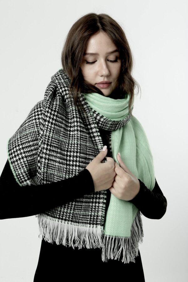 Double Sided Soft Wool Shawl-Lime