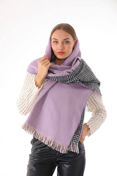 Double Sided Soft Wool Shawl-Lilac