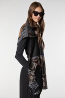 Luxurious Soft Turkish Cashmere Black Flory Shawl