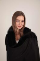 Premium Fur Tassel Poncho-Black