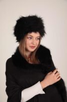 Premium Fur Tassel Poncho-Black